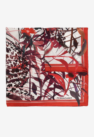 Ferragamo Floral Print Silk Scarf In Multi