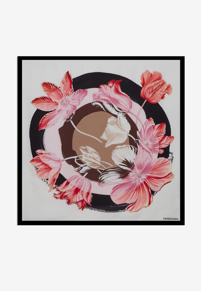 Ferragamo Floral Print Silk Scarf In Multicolor