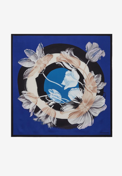 Ferragamo Floral Print Silk Scarf In Multicolor