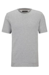 HUGO BOSS MICRO-PATTERNED-JACQUARD T-SHIRT IN COTTON AND SILK