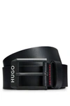 Hugo Boss Leather Belt With Matte-black Logo-trim Buckle In Black