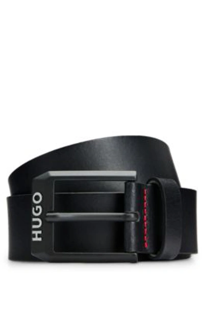 Hugo Boss Leather Belt With Matte-black Logo-trim Buckle
