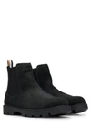 HUGO BOSS CHELSEA BOOTS IN SUEDE WITH SIGNATURE-STRIPE TAPE