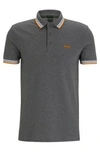 Hugo Boss Cotton Polo Shirt With Logo In Grey