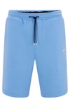 Hugo Boss Cotton-blend Regular-fit Shorts With Logo Tape In Blue
