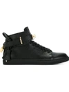 Buscemi 100mm High Top Pebbled Leather Sneakers In Black