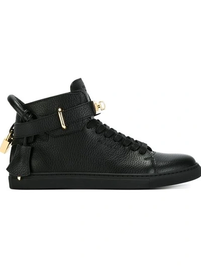 Buscemi 100mm High Top Pebbled Leather Sneakers In Black