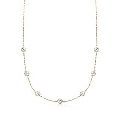 Ross-simons Cz Station Necklace In 14kt Yellow Gold In Multi