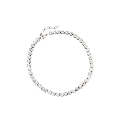 Ross-simons Cz Anklet In Sterling Silver