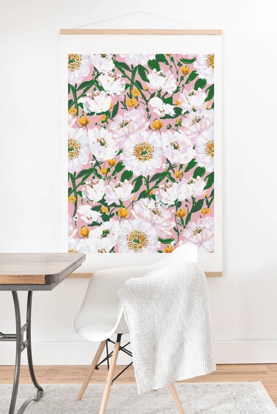 Deny Designs Alison Janssen Peonies On Pink I Art Print With Oak Hanger In White