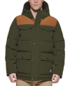 Levi's Men's Quilted Four Pocket Parka Hoody Jacket In Olive/worker Brown