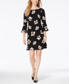 Tommy Hilfiger Printed Jersey Bell Sleeve A-line Dress In Blck Multi