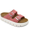 Birkenstock Women's Arizona Chunky Suede Leather Platform Sandals From Finish Line In Candy Pink