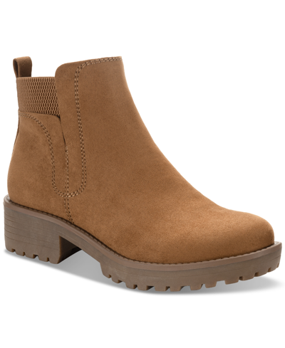 Sun + Stone Women's Veronikaa Pull-on Lug Chelsea Booties, Created For Macy's In Bran Micro