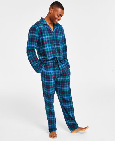 Family Pajamas Matching  Men's Cotton Plaid Notched Pajamas Set, Created For Macy's In Family Plaid