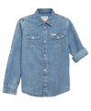 Guess Big Boys Denim Long Sleeve Button Up Shirt In Blue