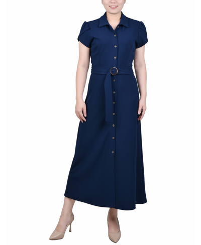 Ny Collection Plus Size Midi Petal Sleeve Dress In Navy Blazer