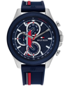 TOMMY HILFIGER MEN'S MULTIFUNCTION BLUE SILICONE WATCH 46MM