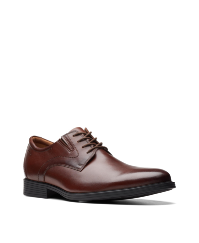 Clarks Men's Collection Whiddon Leather Plain Toe Lace Up Dress Oxfords In Mahogany Leather