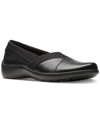 Clarks Cora Heather Womens Faux Leather Slip On Loafers In Black Leat