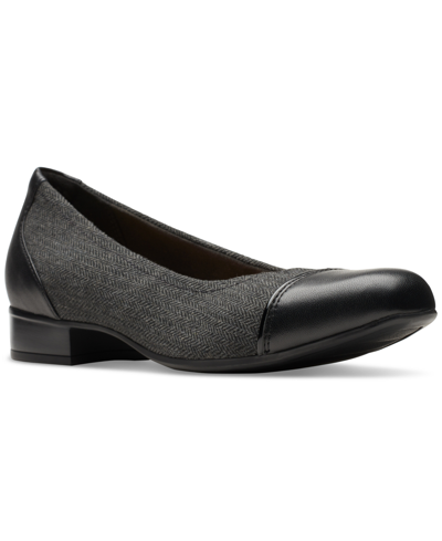 Clarks Women's Juliet Step Slip-on Cap-toe Flats In Black