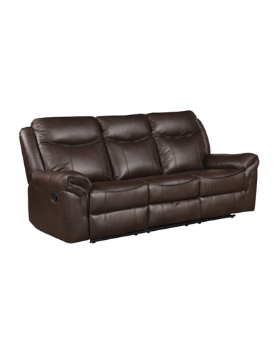 Homelegance White Label Calico 89" Double Reclining Sofa With Center Drop-down Cup Holders, Power Outlets, Hidde In Dark Brown