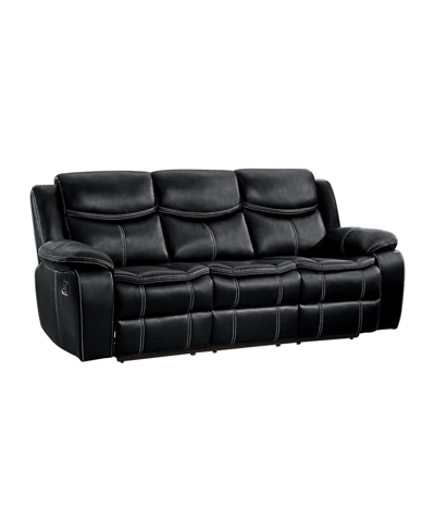 Homelegance White Label Veloce 88" Double Glider Reclining Sofa In Black