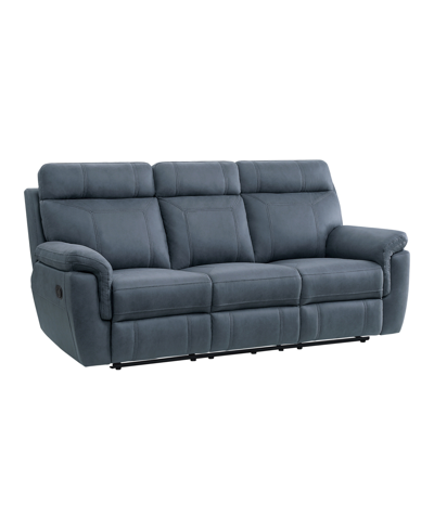 Homelegance White Label Nadia 85" Double Reclining Sofa With Drop-down Cup Holders In Blue