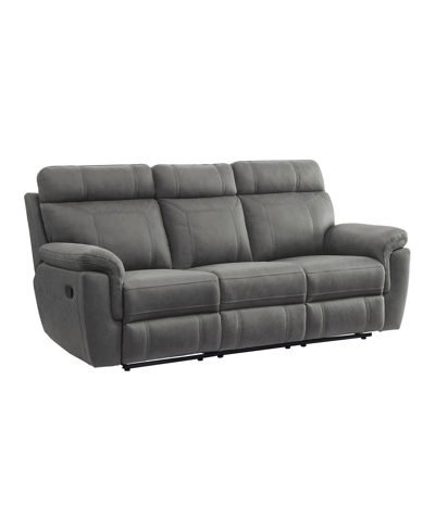 Homelegance White Label Nadia 85" Double Reclining Sofa With Drop-down Cup Holders In Gray