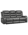 HOMELEGANCE WHITE LABEL BAILEY 87" POWER DOUBLE RECLINING SOFA WITH DROP-DOWN CUP HOLDERS, RECEPTACLES AND USB P