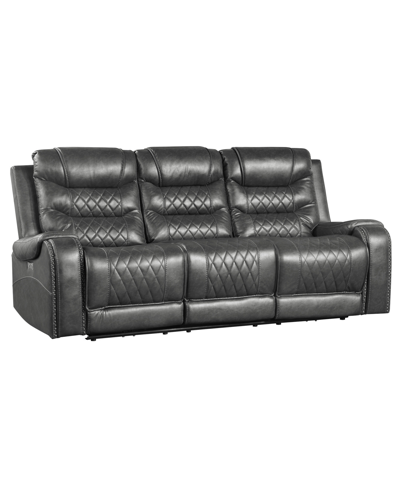 Homelegance White Label Bailey 87" Power Double Reclining Sofa With Drop-down Cup Holders, Receptacles And Usb P In Gray