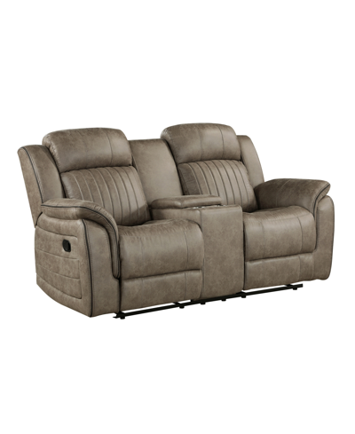 Homelegance White Label Lola 74" Double Reclining Loveseat In Sandy Brown