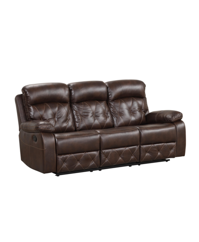 Furniture Of America Wallace 84" Faux Leather Manual Recliner Sofa In Brown
