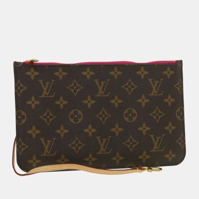 Pre-owned Louis Vuitton Monogram Neverfull Mm Pouch In Brown