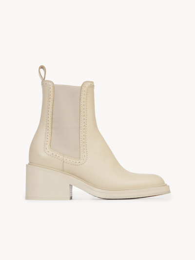 Chloé Mallo Ankle Boot Beige Size 5 100% Bovine Leather