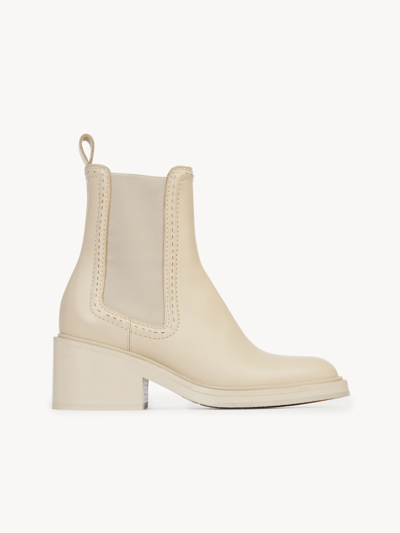 Chloé Bottines Chelsea Mallo Femme Beige Taille 38 100% Cuir De Veau