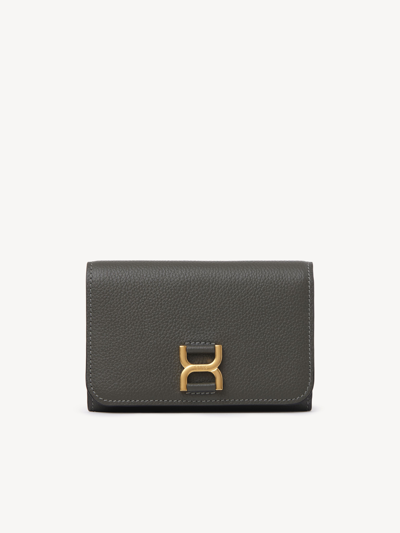 Chloé Portefeuille Compact À Rabat Marcie Femme Gris Taille Onesize 100% Cuir De Veau In Grey