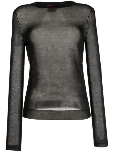 Cashmere In Love Dora Crew-neck Silk Jumper In Schwarz