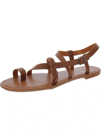 Arizona Jeans Co. Andino Womens Toe Loop Slingback Flat Sandals In Brown