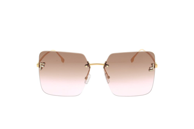 Fendi Eyewear Square Frameless Sunglasses In Gold