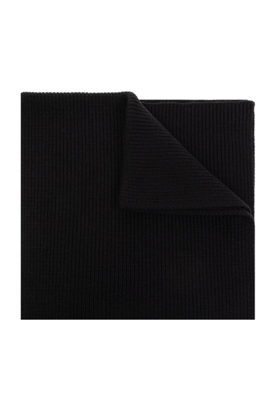 Versace Finished Edge Knitted Scarf In Black