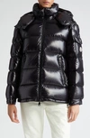 Moncler Maire Hooded Quilted Glossed-shell Down Jacket In Black