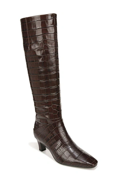 Sarto By Franco Sarto Andria Croc Embossed Knee High Boot In Brown