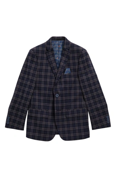Tallia Kids'  Plaid Sport Coat In Navy/ Tan