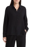 Eileen Fisher Button-down Silk Jacquard Shirt In Black