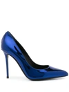 Giuseppe Zanotti 100mm Metallic Leather Pumps In Blue