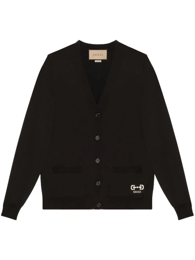 Gucci Horsebit-intarsia Wool Cardigan In Black