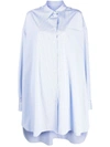 Maison Margiela Oversized Long-sleeved Stripe Shirt In Clear Blue