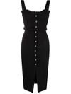 Self-portrait Belted Embellished Bouclé-tweed Midi Dress In Black