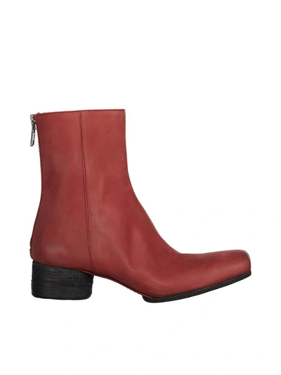 Uma Wang Square-toe 40mm Ankle Boots In Red